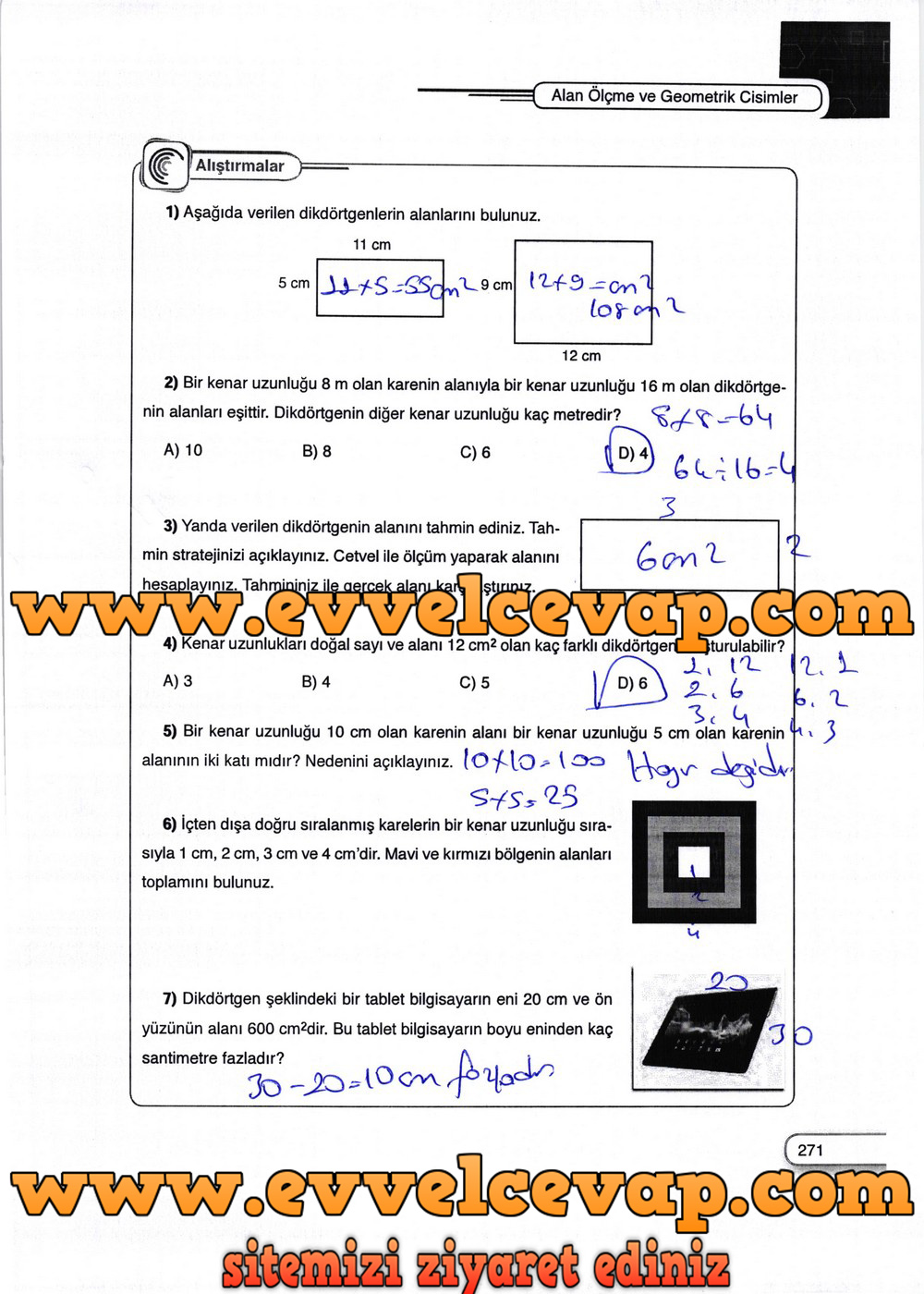 5. Sınıf Dikey Yayıncılık Matematik Ders Kitabı Sayfa 271 Cevabı
