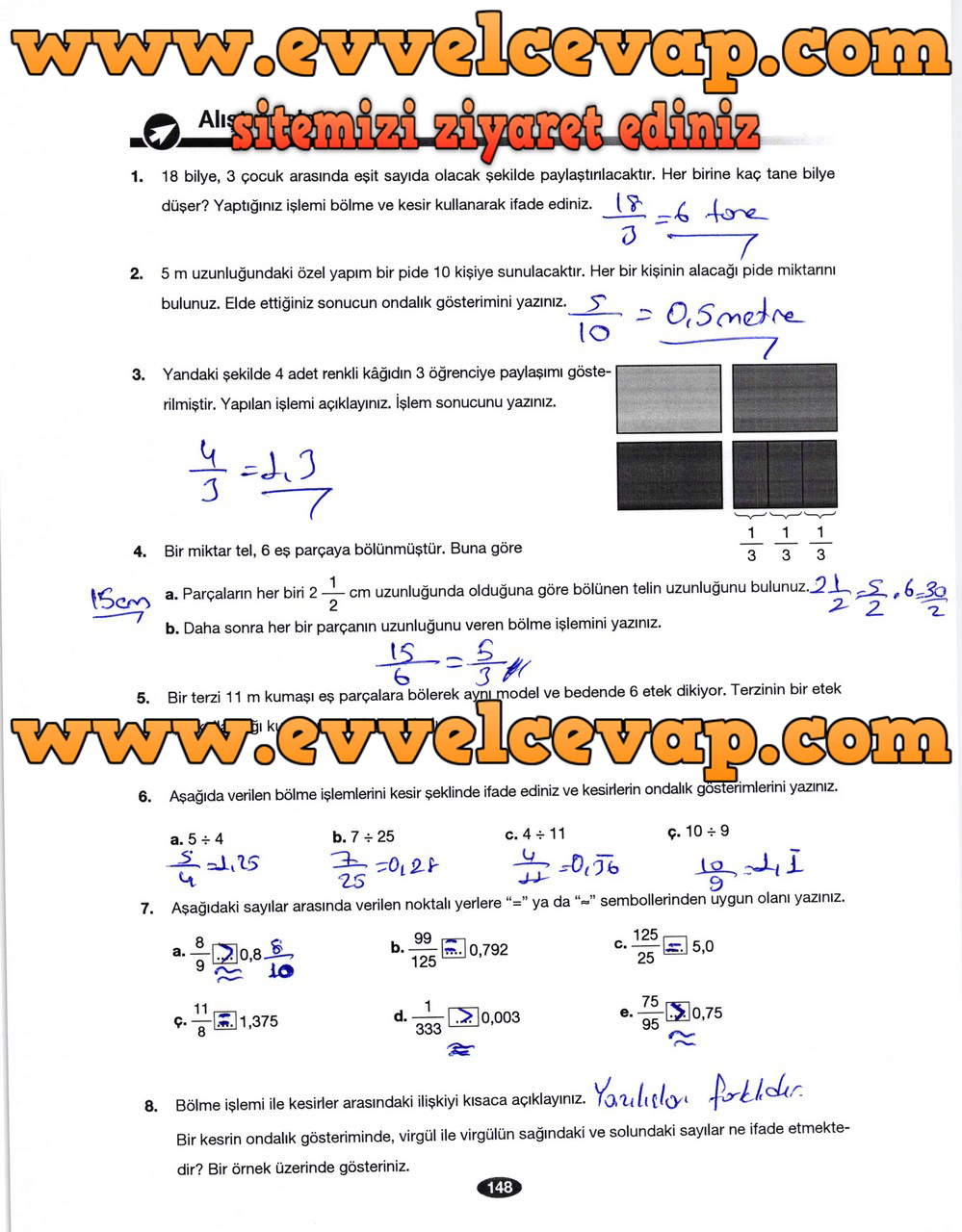 6. Sınıf Berkay Yayıncılık Matematik Ders Kitabı Sayfa 148 Cevabı