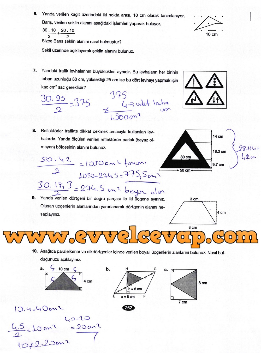 6. Sınıf Berkay Yayıncılık Matematik Ders Kitabı Sayfa 262 Cevabı