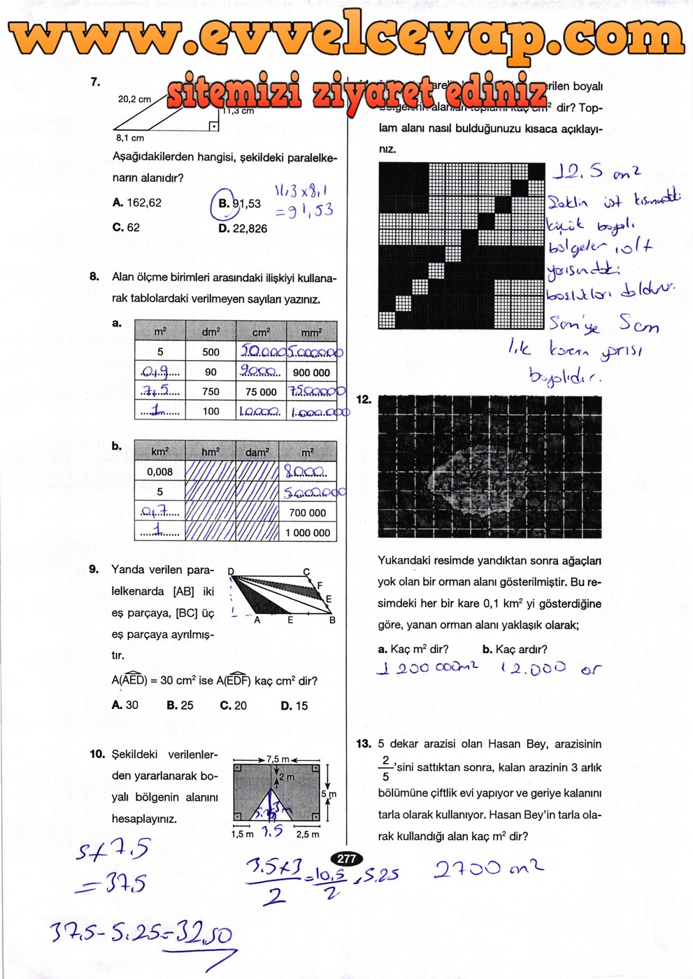6. Sınıf Berkay Yayıncılık Matematik Ders Kitabı Sayfa 277 Cevabı