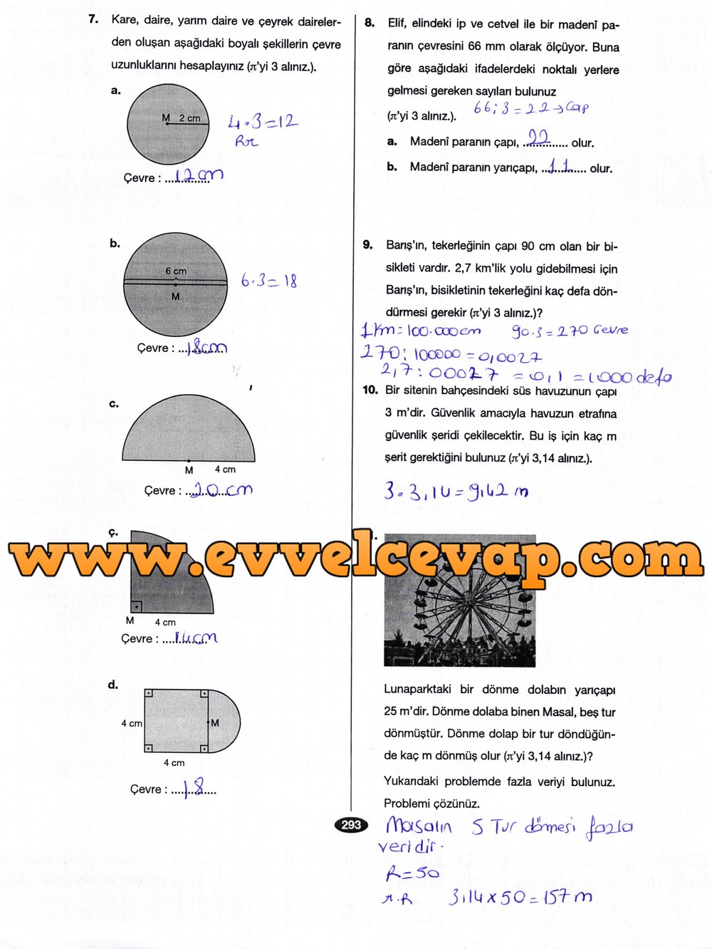 6. Sınıf Berkay Yayıncılık Matematik Ders Kitabı Sayfa 293 Cevabı