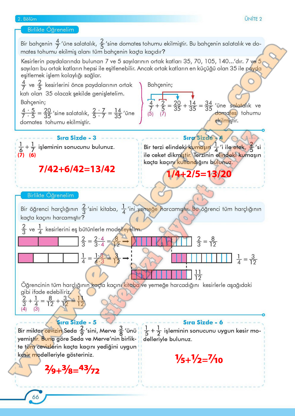 6. Sınıf Meb Yayınları Matematik Ders Kitabı Sayfa 66 Cevabı