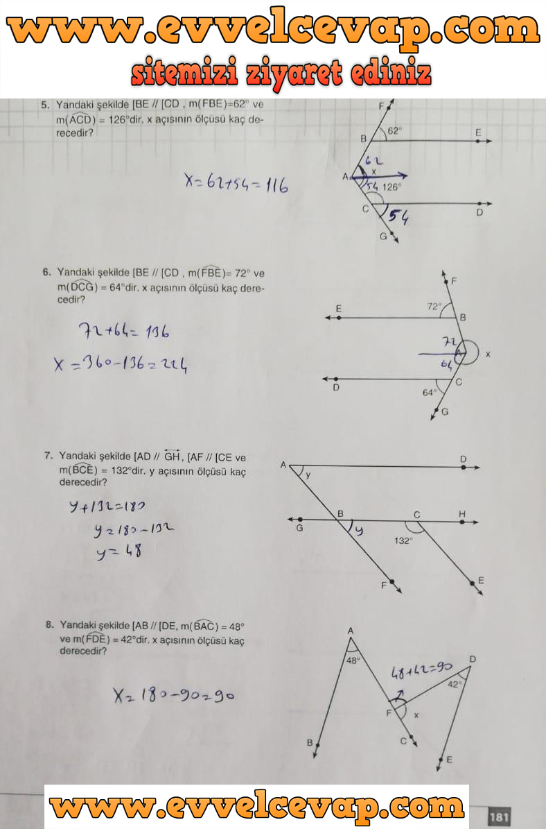 7. Sınıf Koza Yayınları Matematik Ders Kitabı Sayfa 181 Cevabı