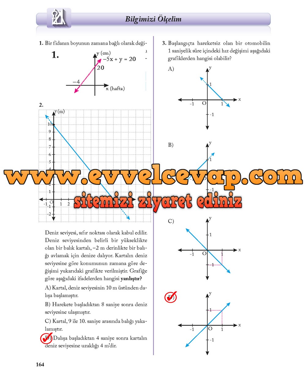 8. Sınıf Ekoyay Yayıncılık Matematik Ders Kitabı Sayfa 164 Cevabı