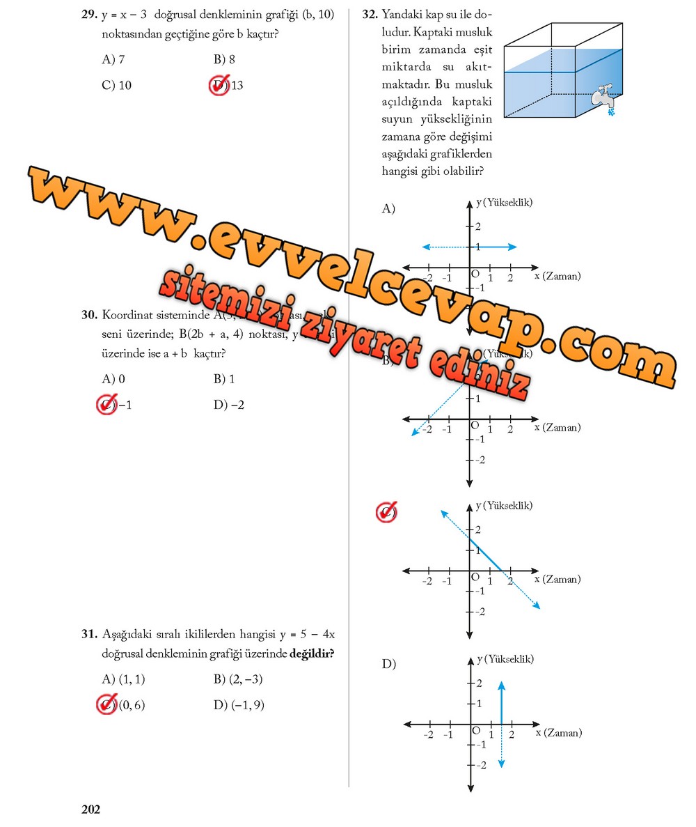 8. Sınıf Ekoyay Yayıncılık Matematik Ders Kitabı Sayfa 202 Cevabı