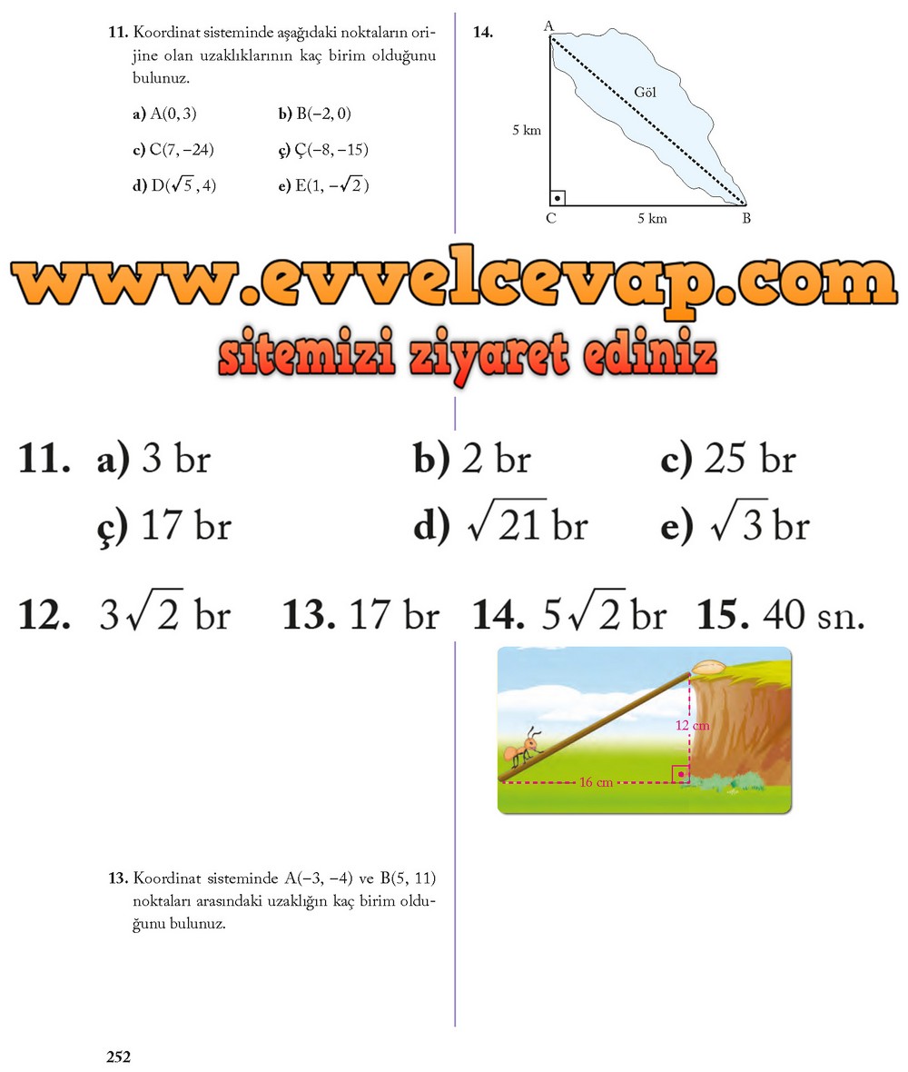 8. Sınıf Ekoyay Yayıncılık Matematik Ders Kitabı Sayfa 252 Cevabı