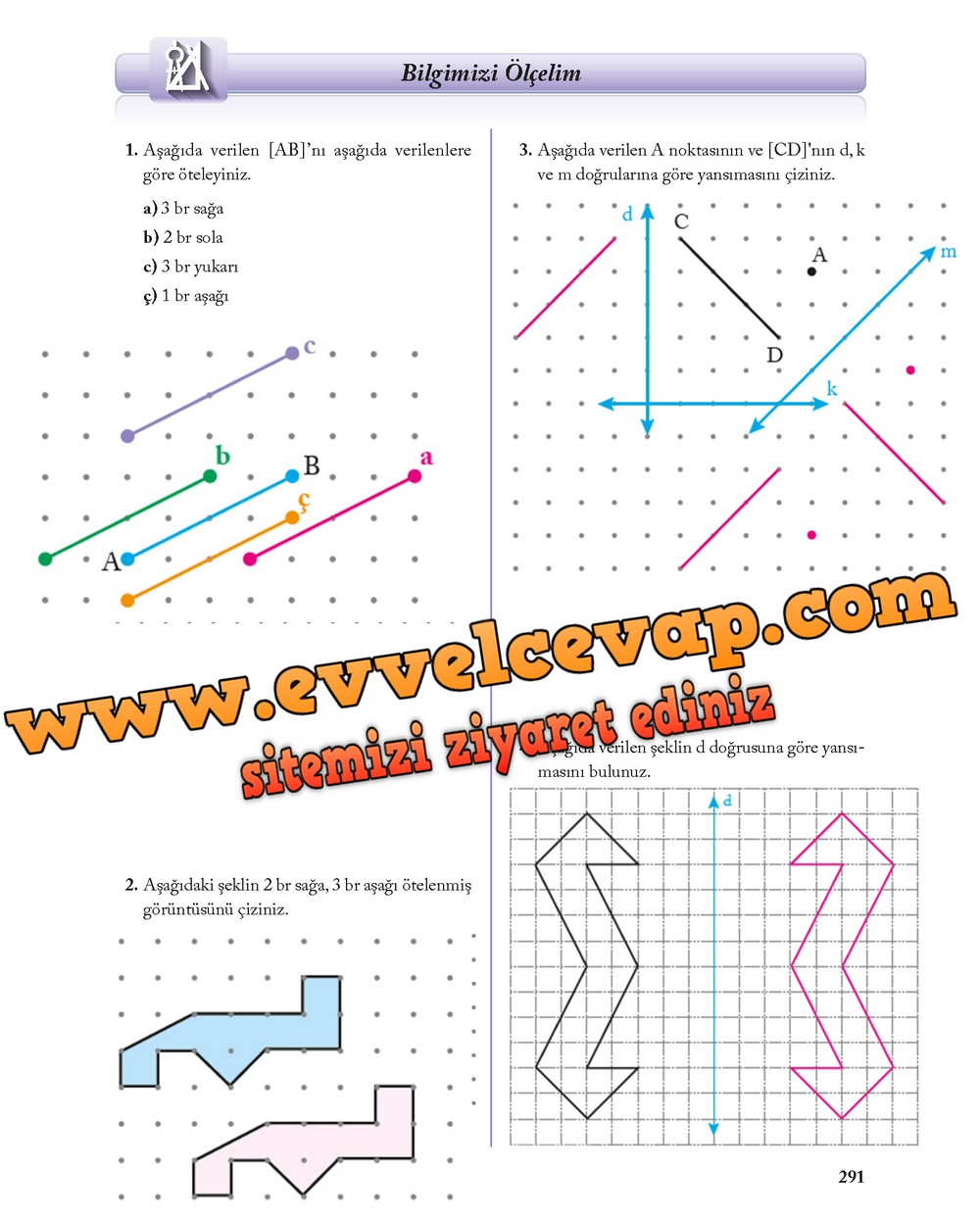 8. Sınıf Ekoyay Yayıncılık Matematik Ders Kitabı Sayfa 291 Cevabı