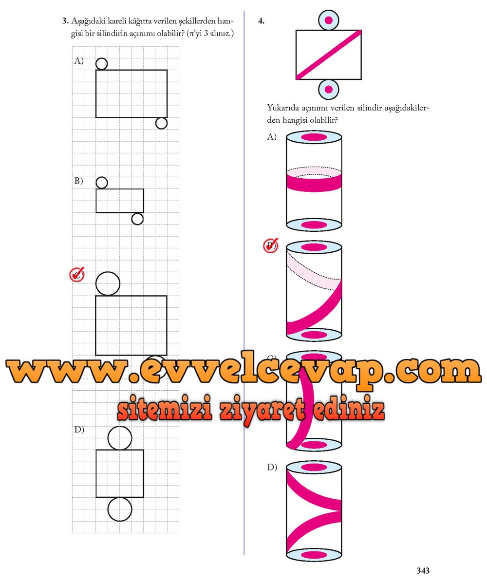 8. Sınıf Ekoyay Yayıncılık Matematik Ders Kitabı Sayfa 343 Cevabı