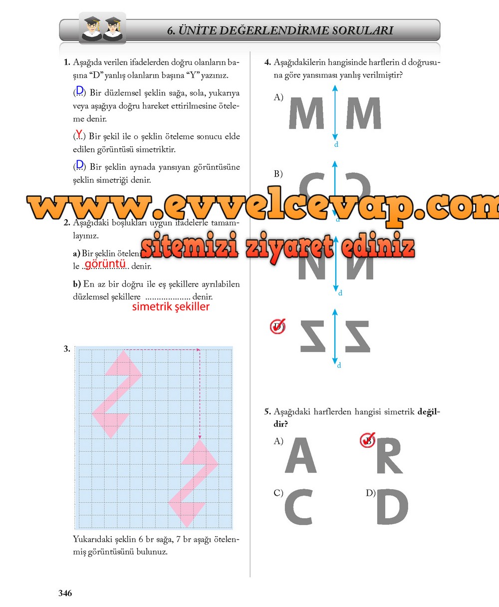 8. Sınıf Ekoyay Yayıncılık Matematik Ders Kitabı Sayfa 346 Cevabı