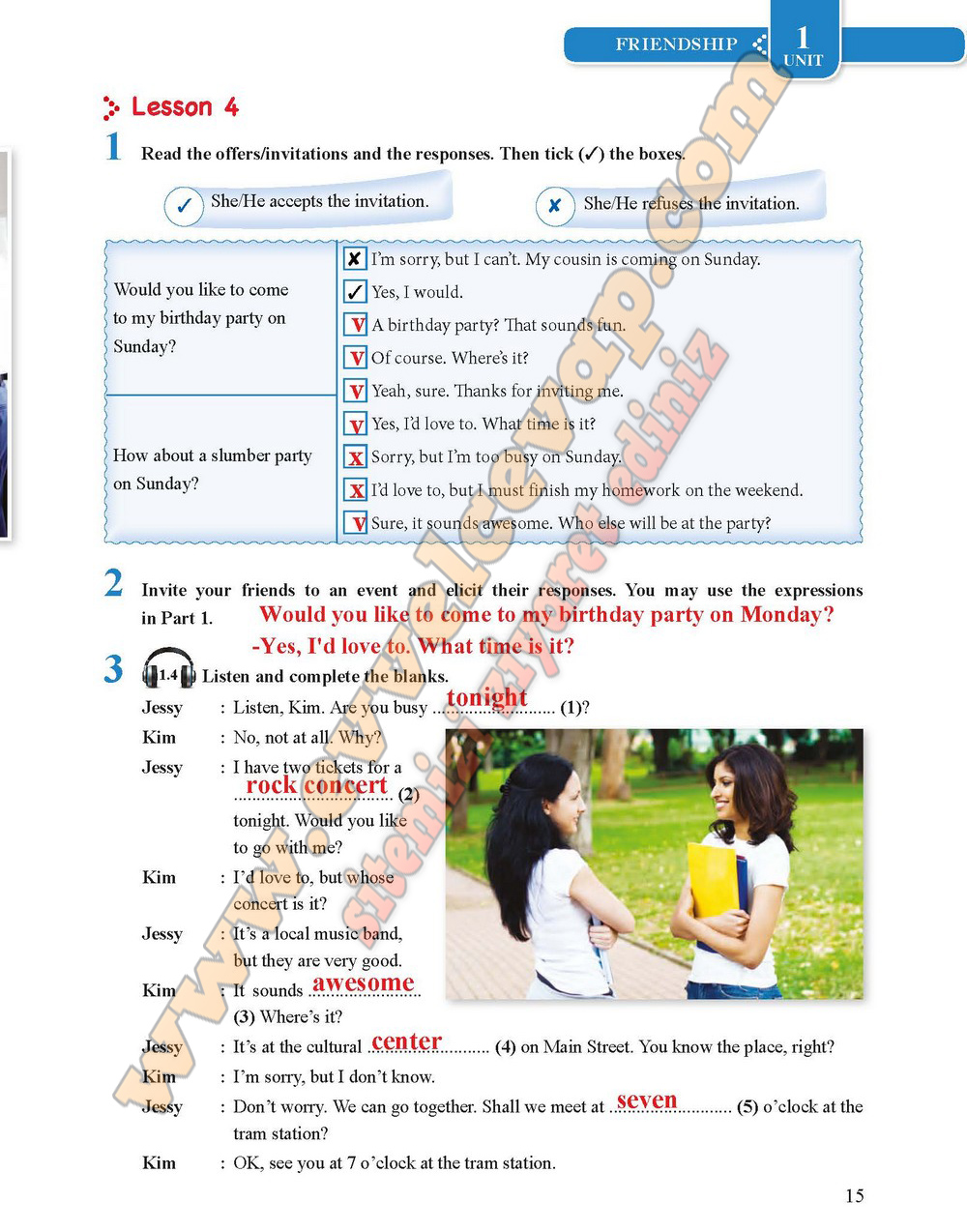 8. Sınıf Tutku Yayıncılık İngilizce Öğrenci Çalışma Kitabı Sayfa 15 Cevabı