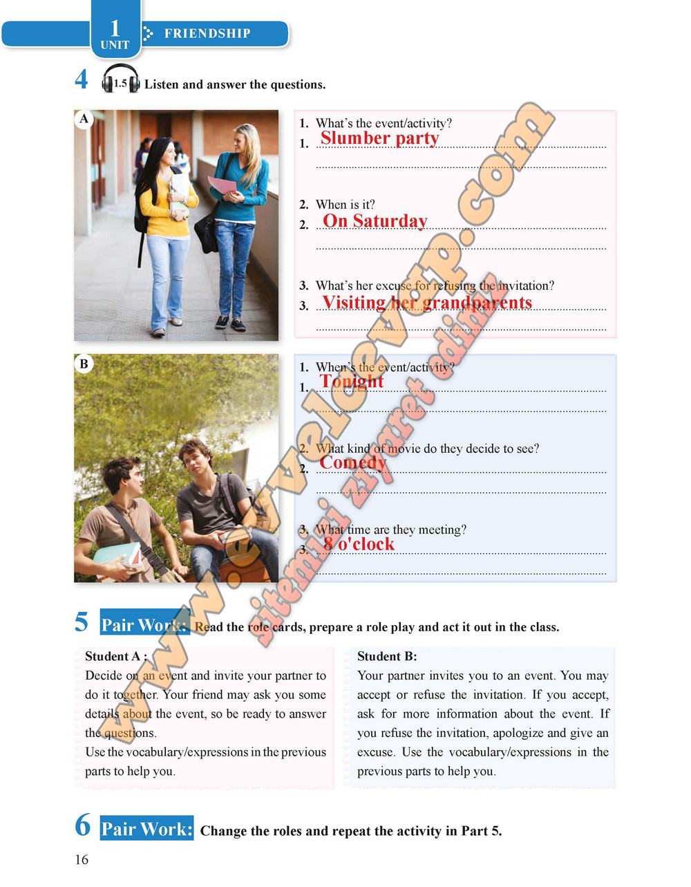 8. Sınıf Tutku Yayıncılık İngilizce Öğrenci Çalışma Kitabı Sayfa 16 Cevabı