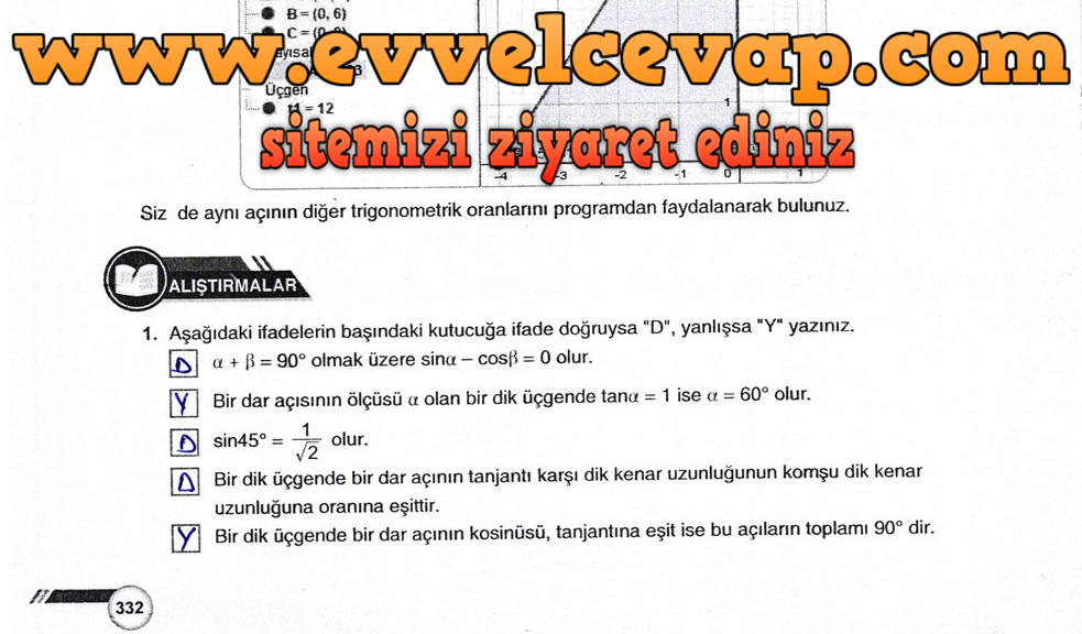 9. Sınıf &Ouml;dev Yayınları Matematik Ders Kitabı Sayfa 322 Cevabı