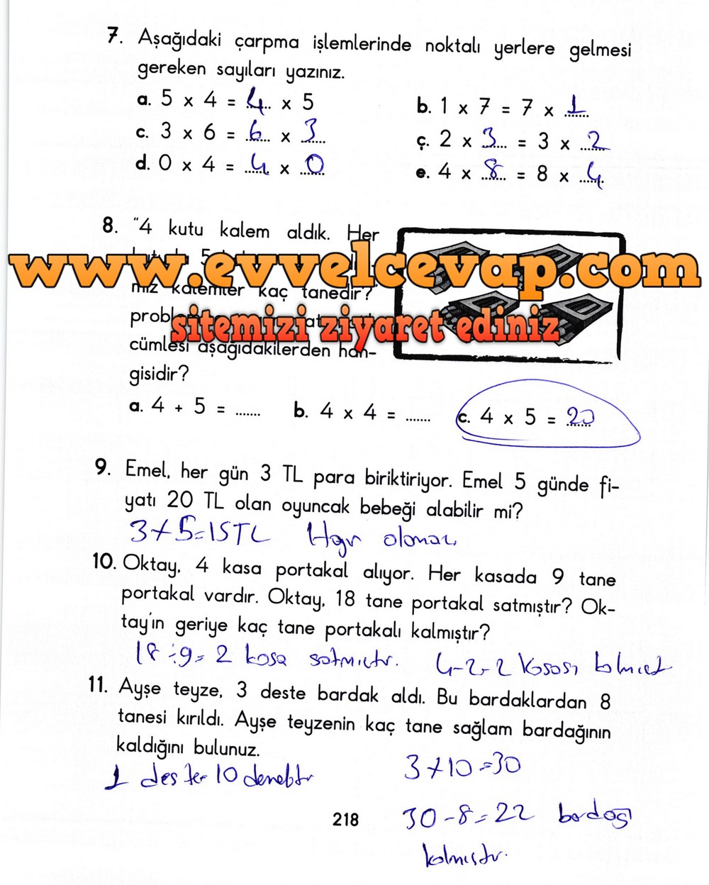 2. Sınıf Başak Yayınları Matematik Ders Kitabı Sayfa 218 Cevabı