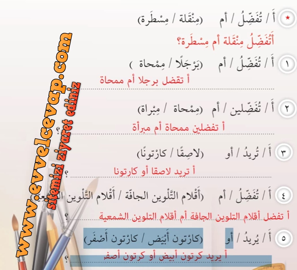 7. Sınıf Meb Yayınları Arapça Ders ve Çalışma Kitabı Sayfa 56 Cevabı