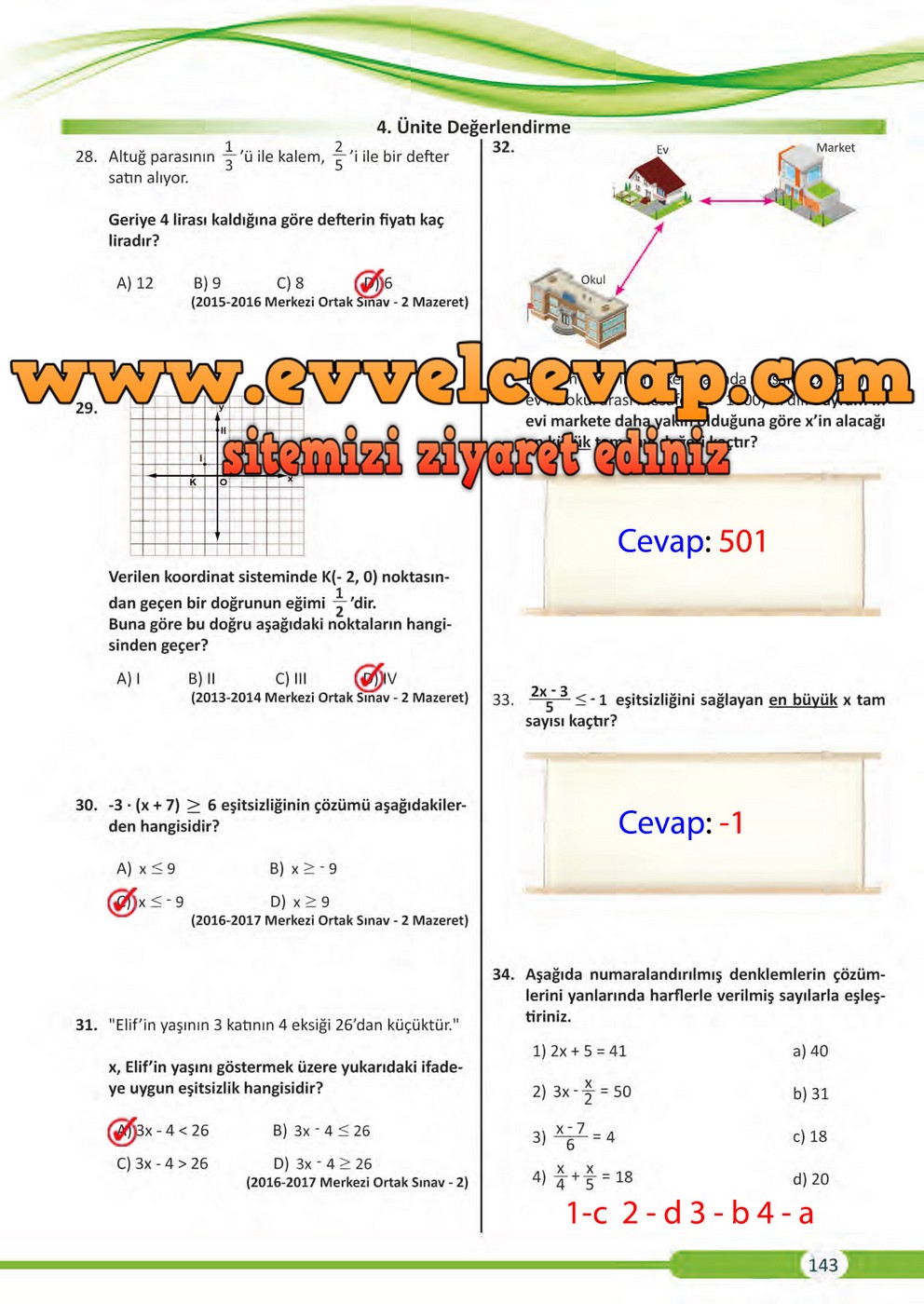 8. Sınıf Matematik Ders Kitabı Sayfa 143 Cevapları Meb Yayınları