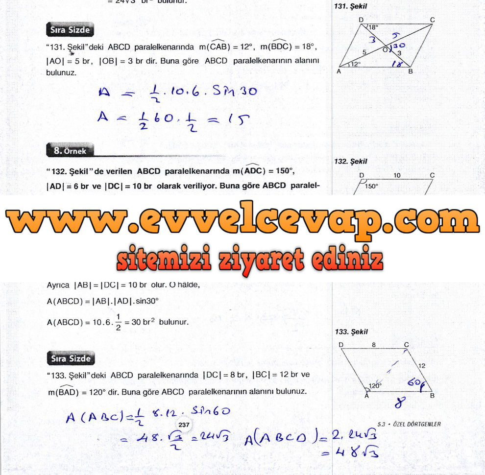 10. Sınıf Aydın Yayıncılık Matematik Ders Kitabı Sayfa 237 Cevabı