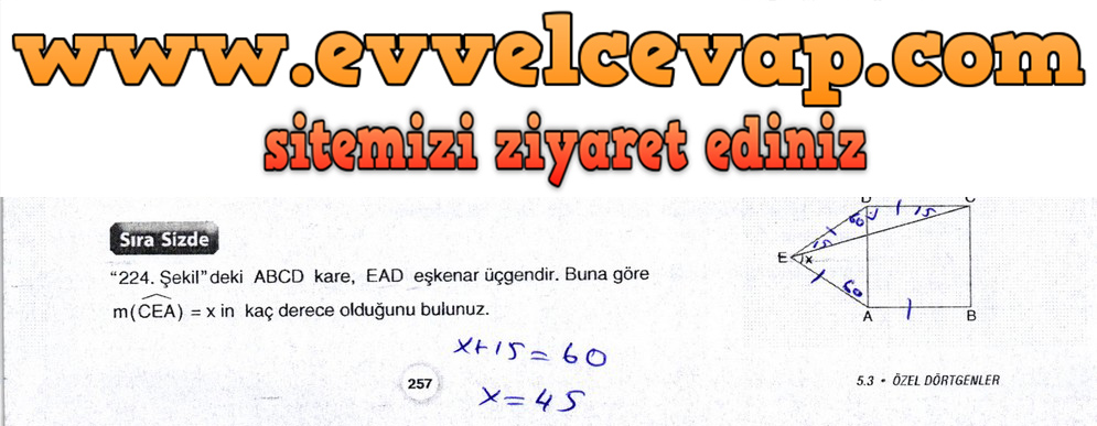 10. Sınıf Aydın Yayıncılık Matematik Ders Kitabı Sayfa 257 Cevabı