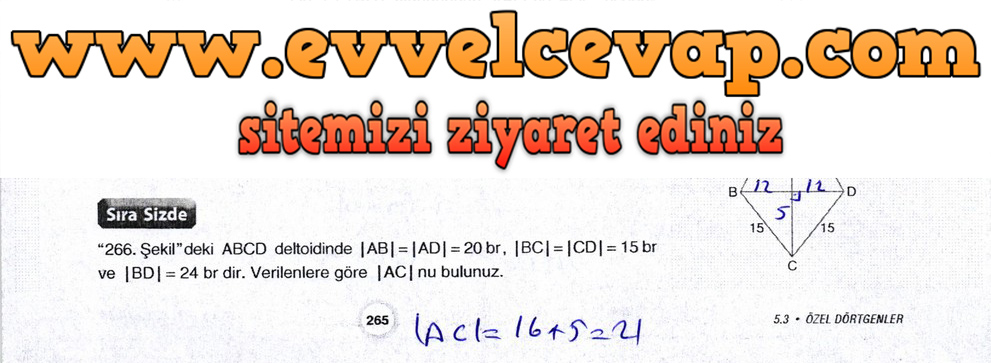 10. Sınıf Aydın Yayıncılık Matematik Ders Kitabı Sayfa 265 Cevabı