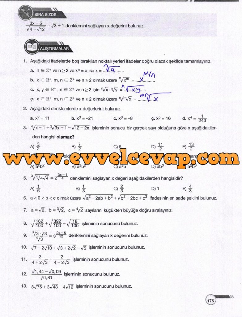 9 sınıf matematik sayfa 175