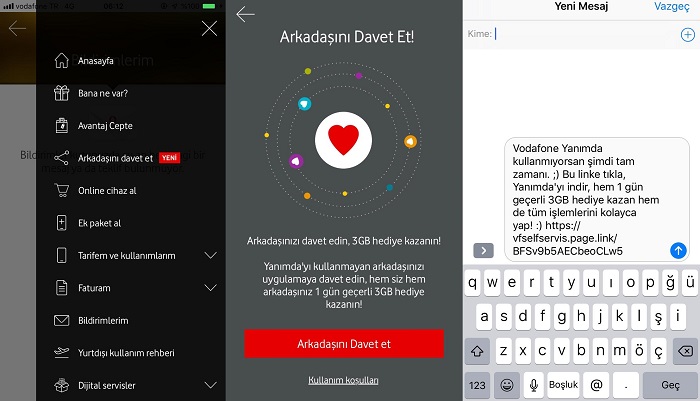 Vodafone Yanımda Arkadaşını Davet Et 3 GB internet