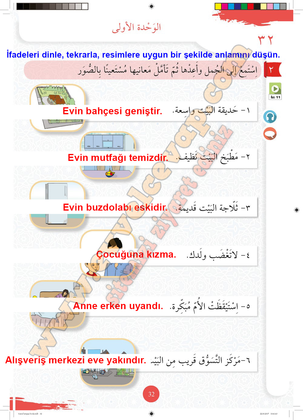 6. Sınıf Arapça Ders ve Çalışma Kitabı Sayfa 32 Cevabı Meb Yayınları