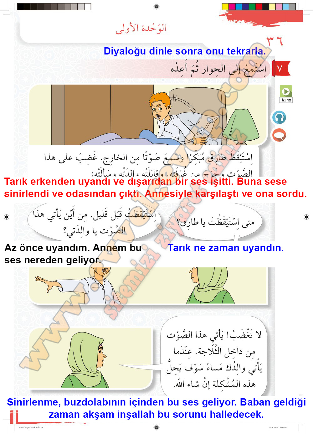 6. Sınıf Arapça Ders ve Çalışma Kitabı Sayfa 36 Cevabı Meb Yayınları