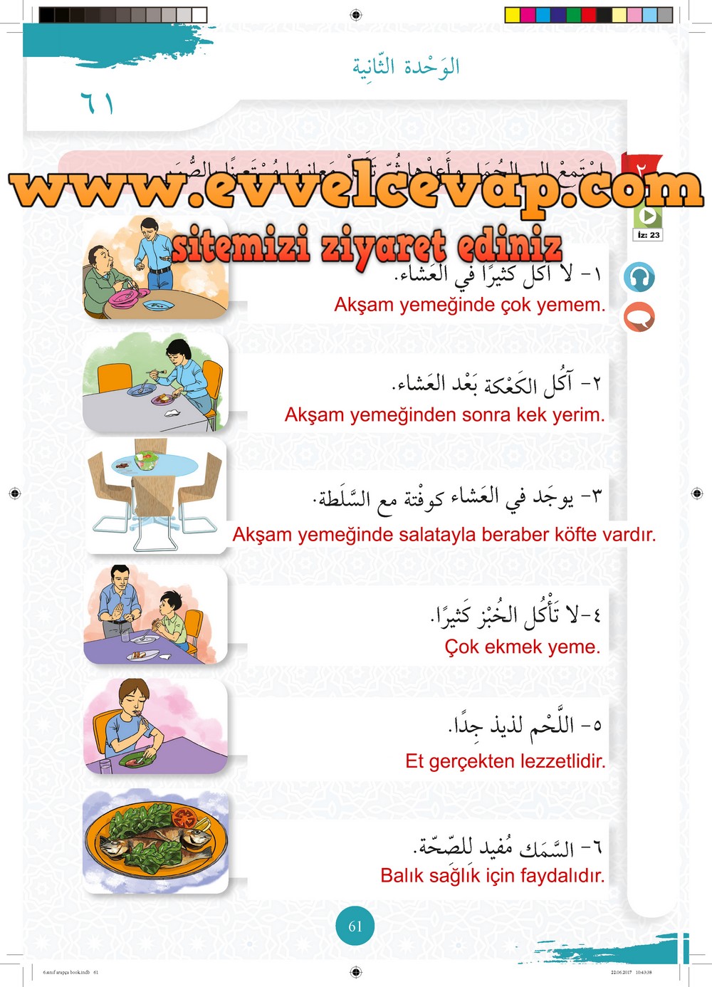 6. Sınıf Arapça Ders ve Çalışma Kitabı Sayfa 61 Cevapları Meb Yayınları