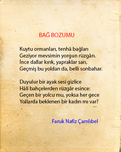 Bağ bozumu Şiir İncelemesi