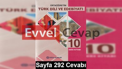 10. Sınıf Türk Dili ve Edebiyatı Öğün Yayınları Ders Kitabı Cevapları Sayfa 292