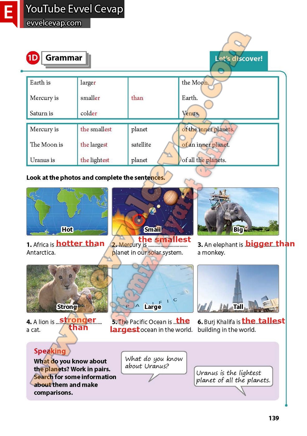 7. Sınıf İngilizce Köke Yayıncılık Ders Kitabı Cevapları Sayfa 139
