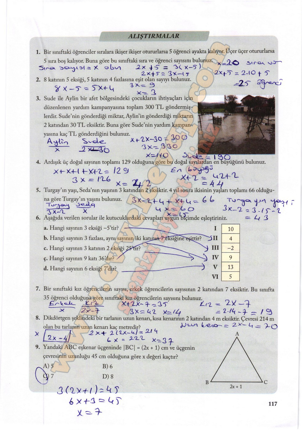 7. Sınıf Matematik Ekoyay Yayınları Ders Kitabı Sayfa 117 Cevapları