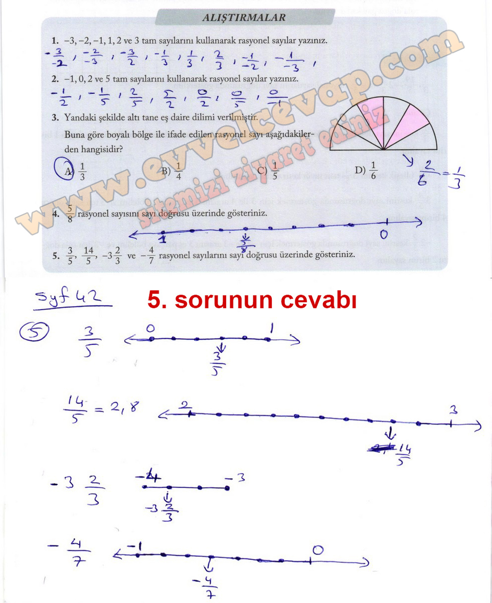 7. Sınıf Matematik Ekoyay Yayınları Ders Kitabı Sayfa 42 Cevapları
