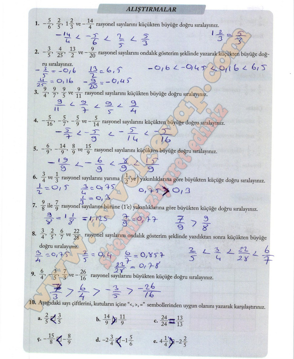 7. Sınıf Matematik Ekoyay Yayınları Ders Kitabı Sayfa 56 Cevapları