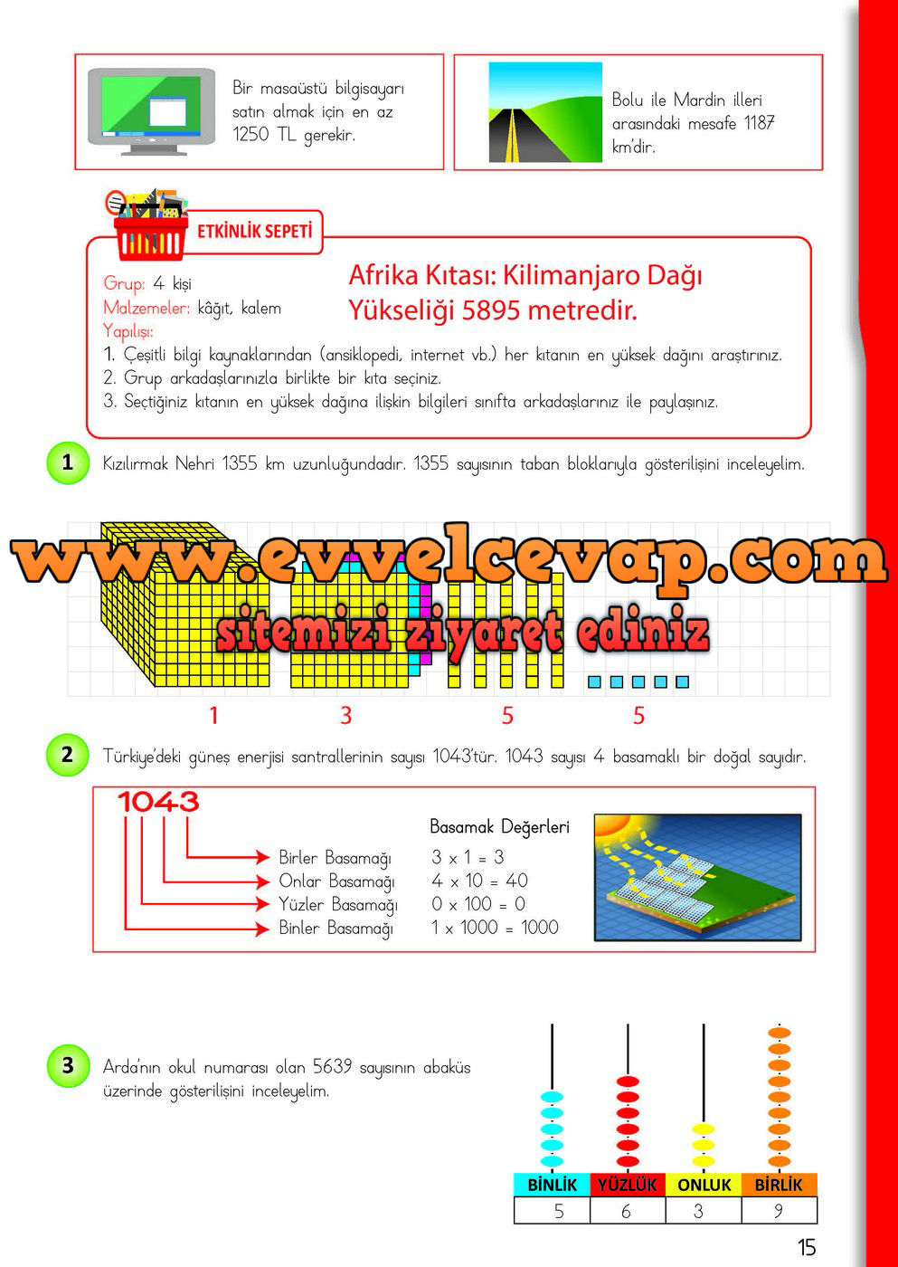4. Sınıf Matematik Meb Yayınları Ders Kitabı Cevapları Sayfa 15