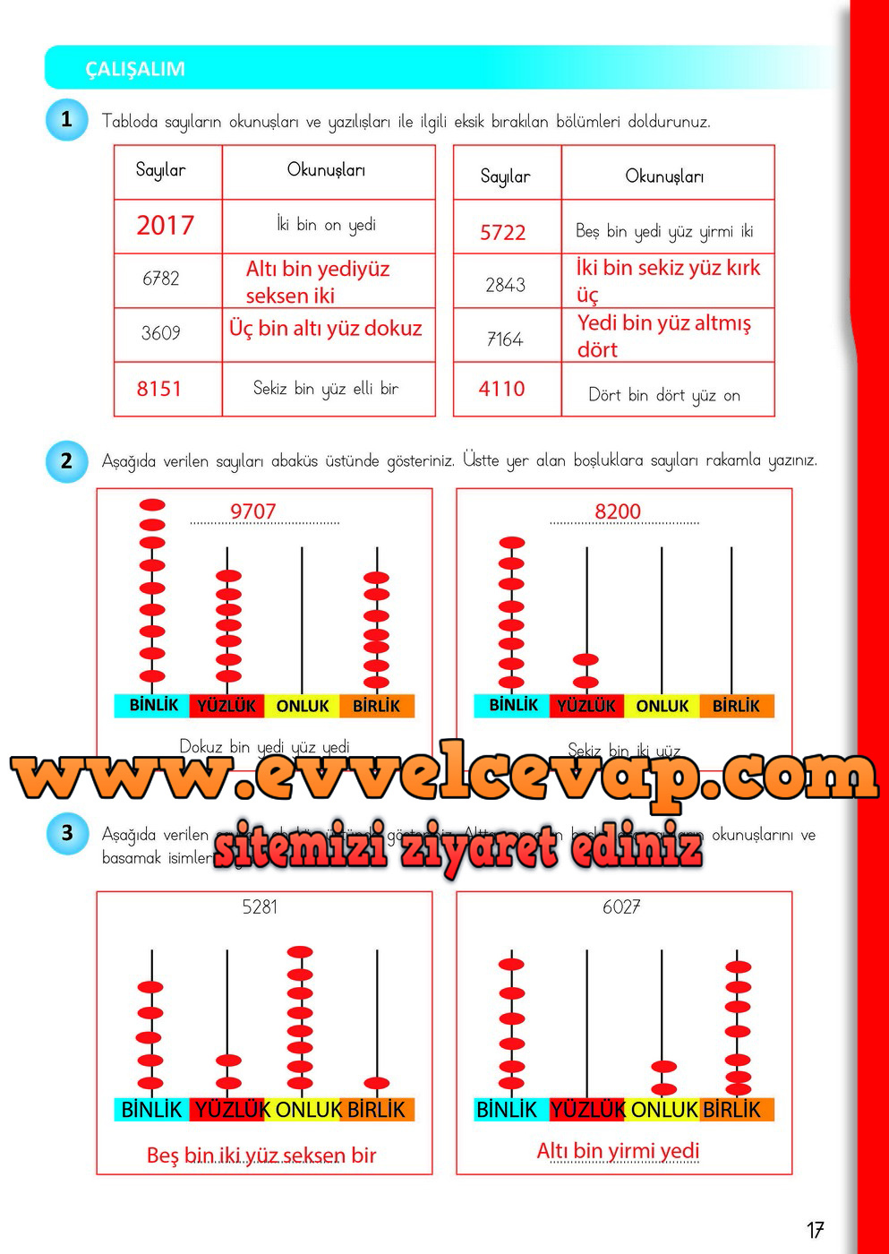 4. Sınıf Matematik Meb Yayınları Ders Kitabı Cevapları Sayfa 17