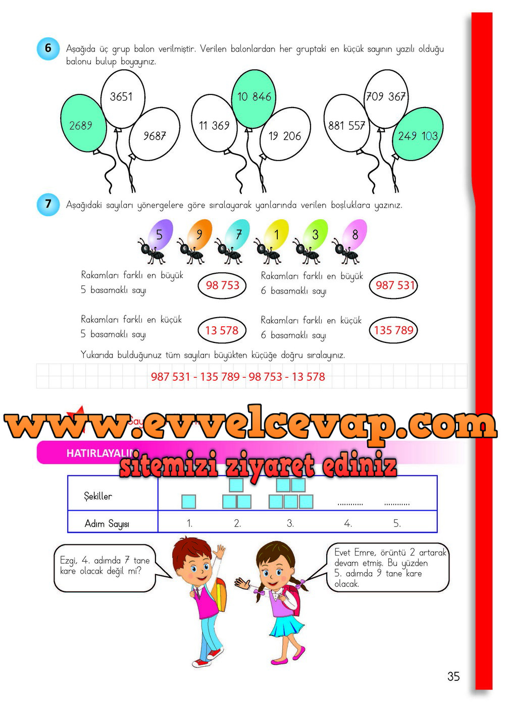 4. Sınıf Matematik Meb Yayınları Ders Kitabı Cevapları Sayfa 35