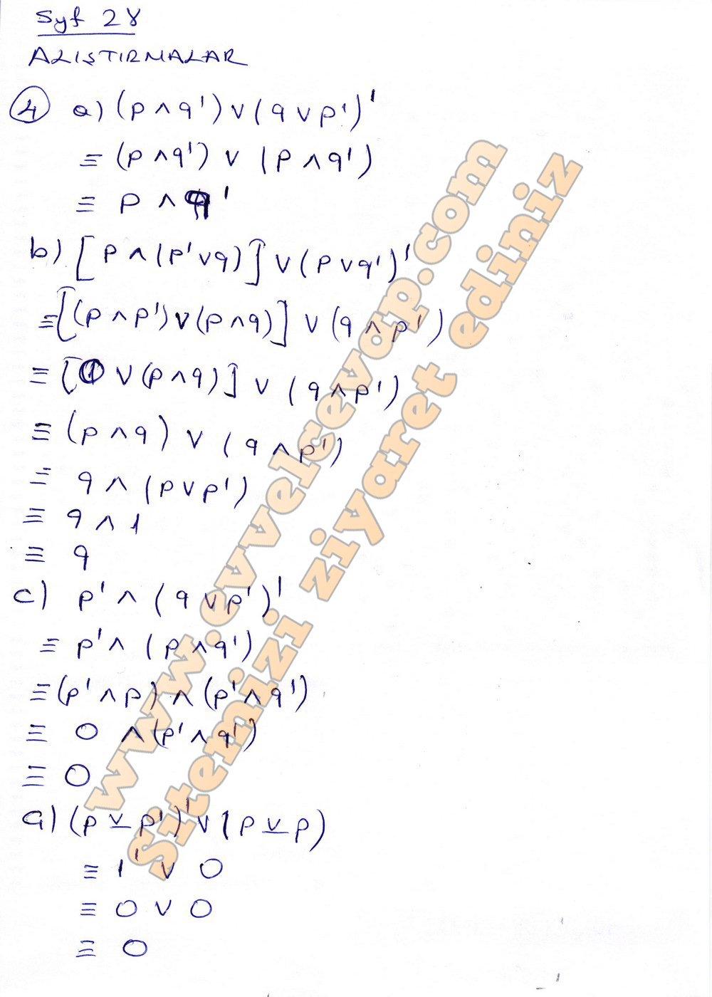 9. Sınıf Matematik Eksen Yayıncılık Ders Kitabı Sayfa 28 Cevapları