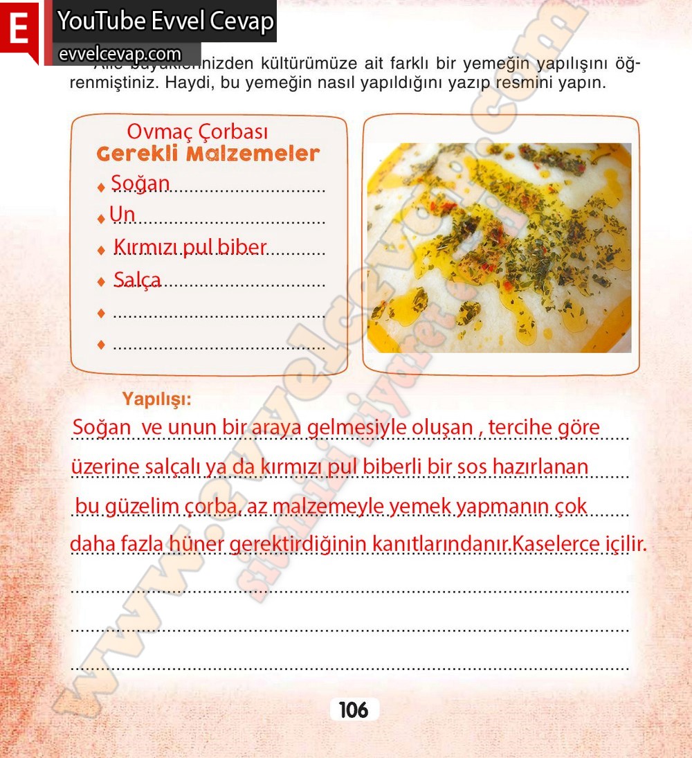 3. Sınıf Sonuç Yayınları Türkçe Ders Kitabı Cevapları Sayfa 106