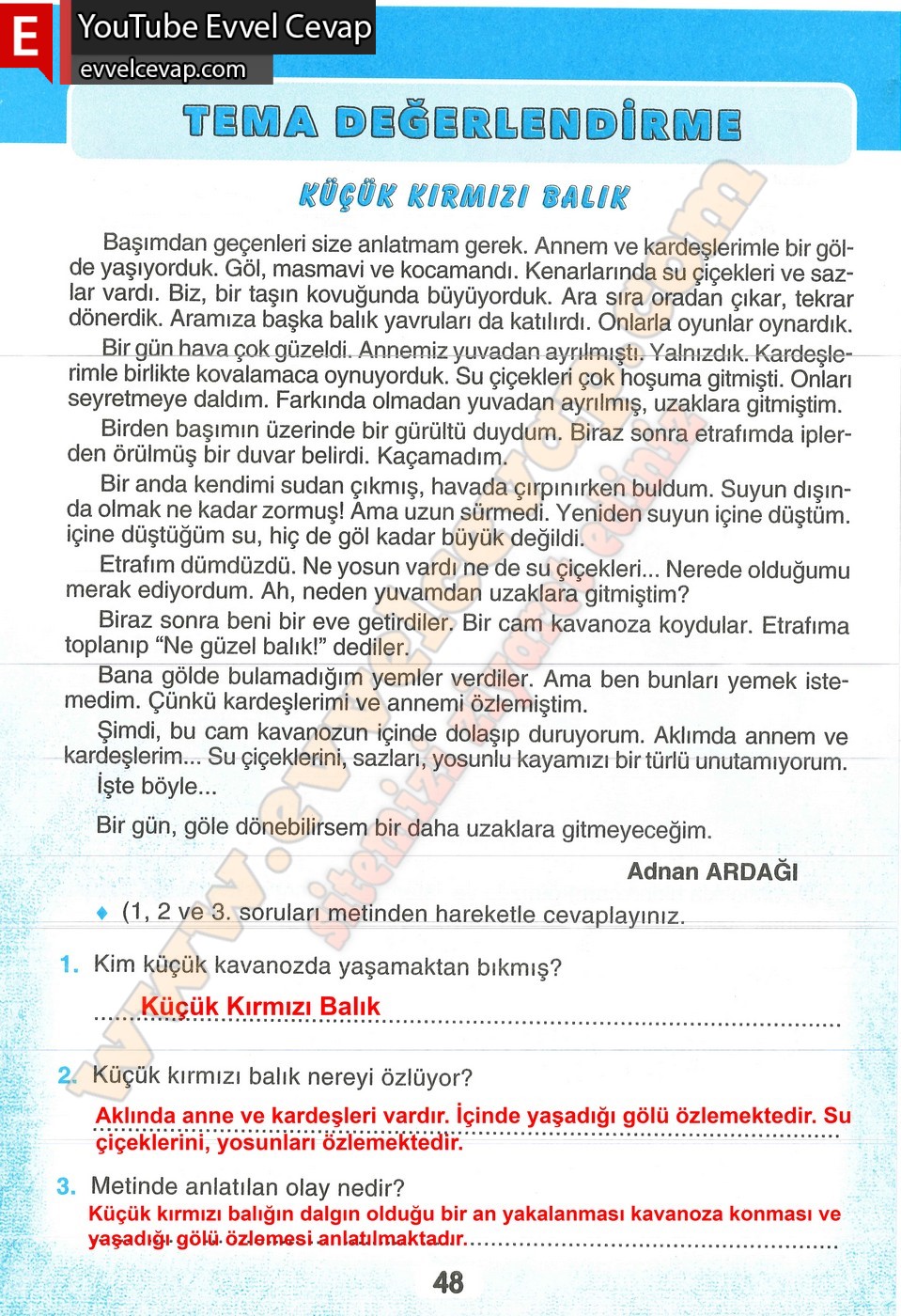 3. Sınıf Sonuç Yayınları Türkçe Ders Kitabı Cevapları Sayfa 45