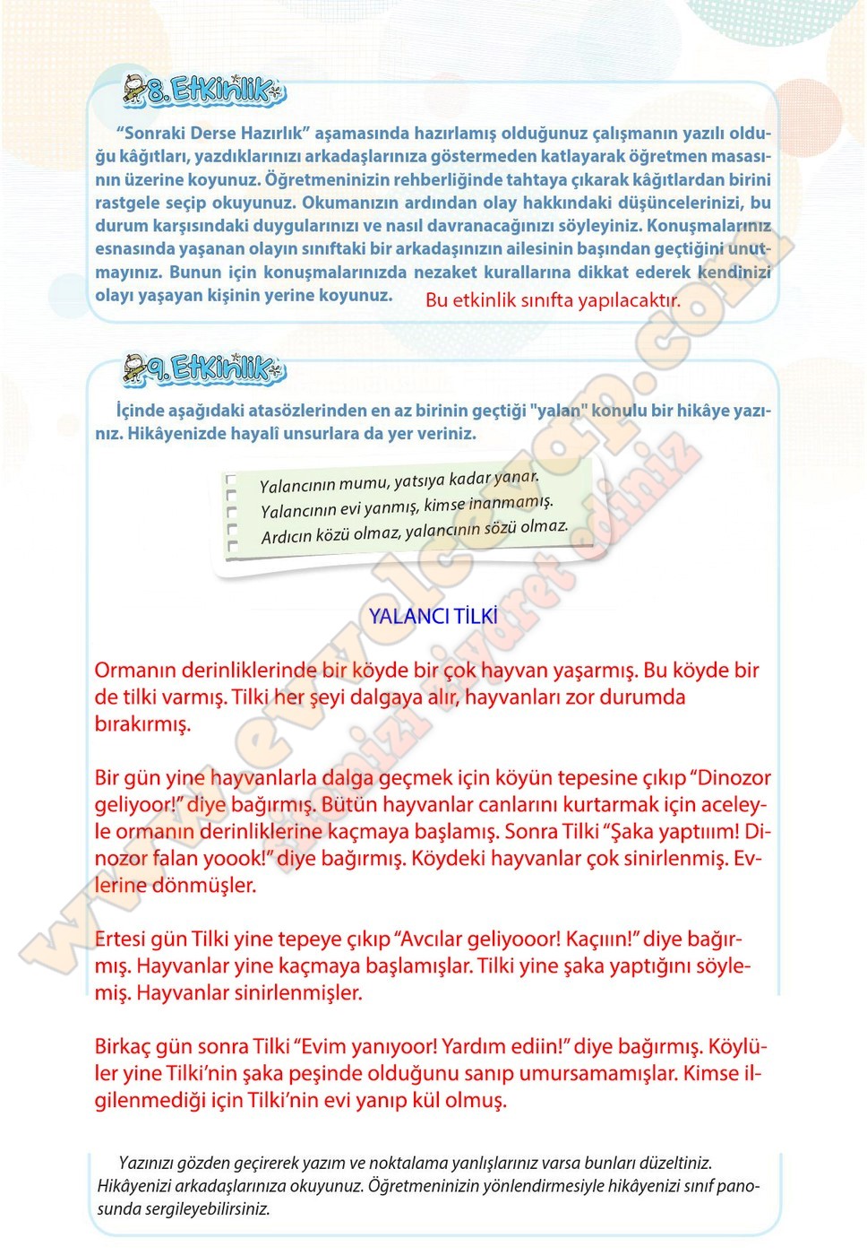 4. sınıf Koza Yayınları Türkçe Ders Kitabı Cevapları Sayfa 100