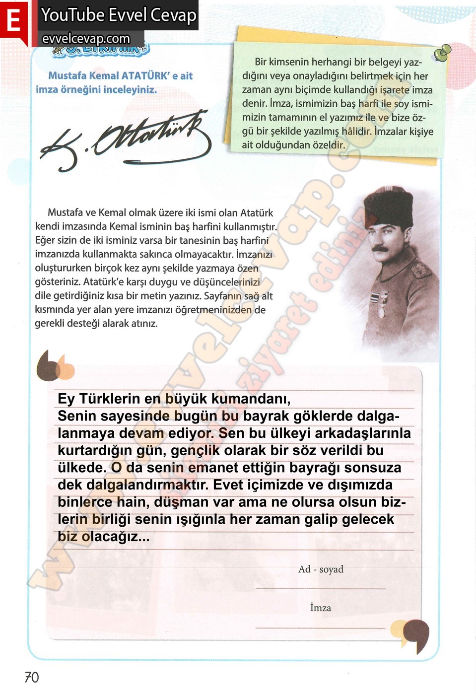 4. sınıf Koza Yayınları Türkçe Ders Kitabı Cevapları Sayfa 70