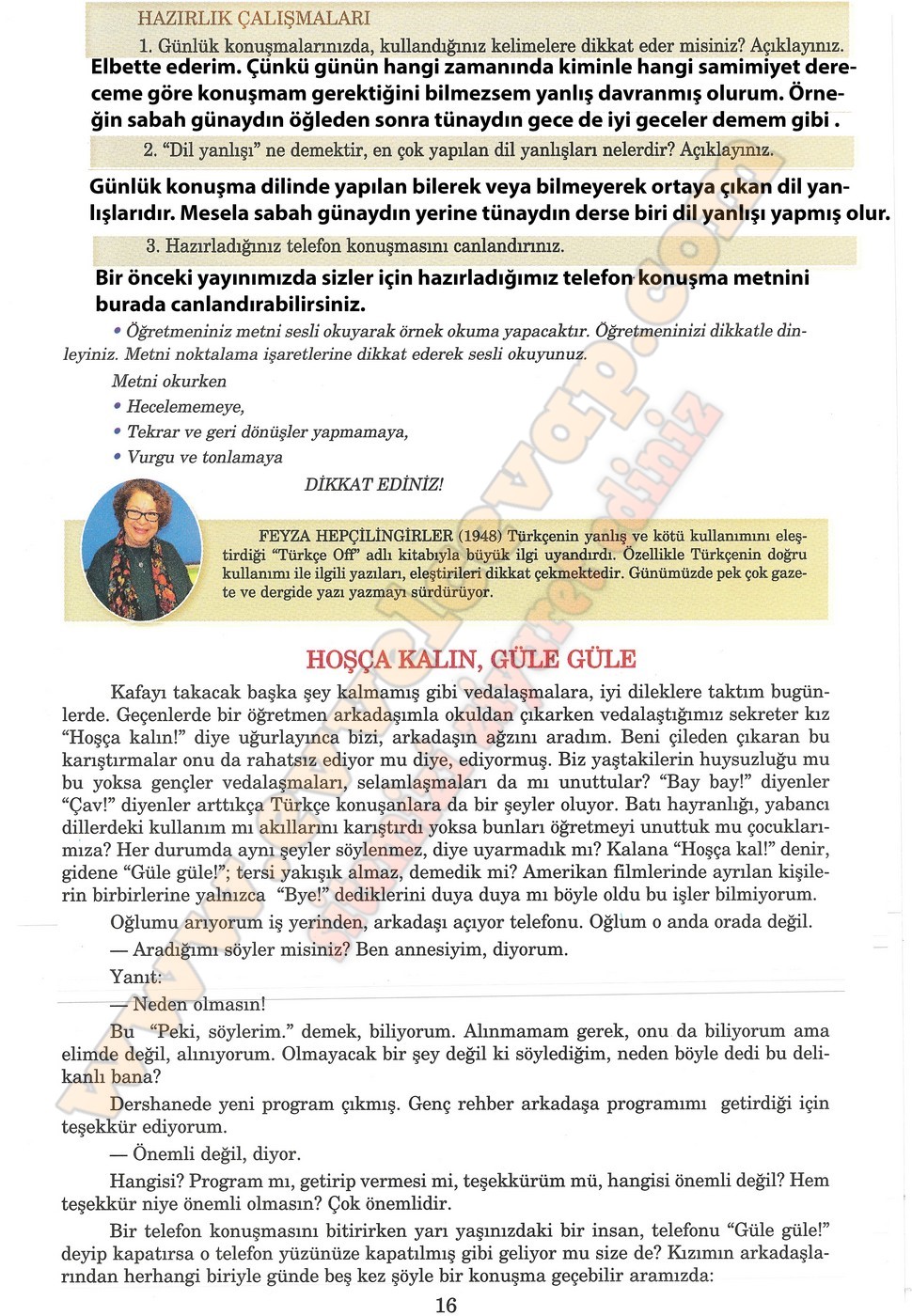 5. sınıf Anıttepe Yayıncılık Türkçe Ders Kitabı Cevapları Sayfa 16