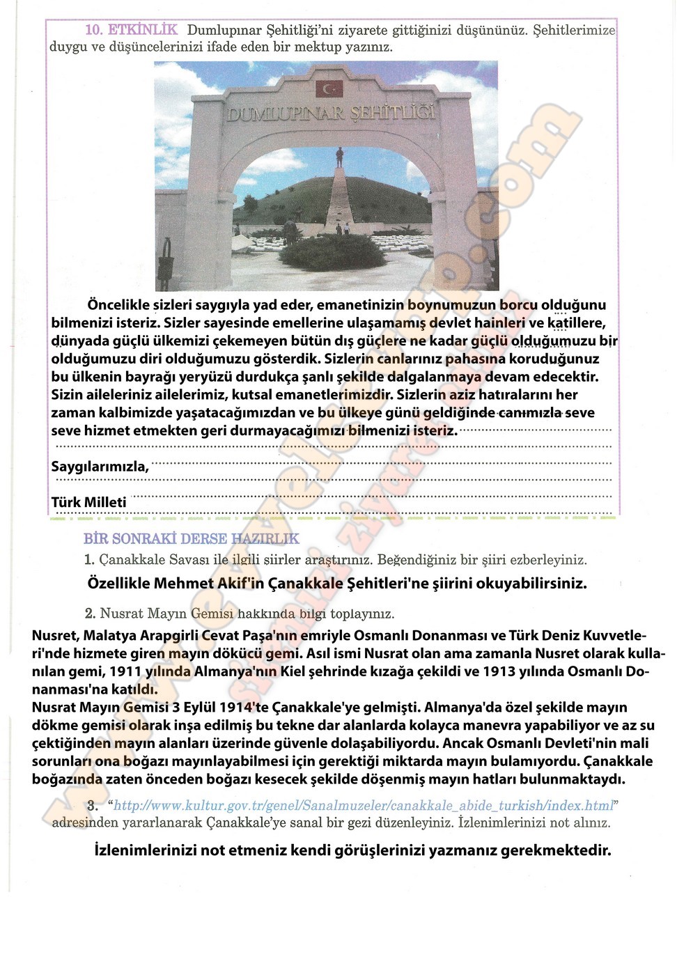 5. sınıf Anıttepe Yayıncılık Türkçe Ders Kitabı Cevapları Sayfa 51