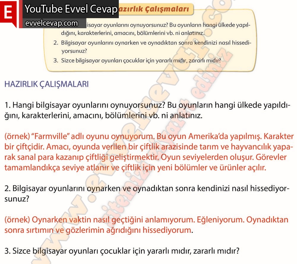 6. sınıf Ekoyay Yayınları Türkçe Ders Kitabı Cevapları Sayfa 91