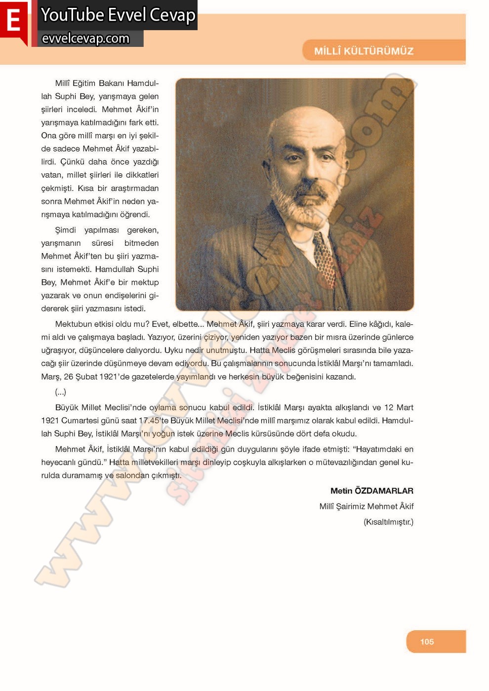 7. Sınıf Özgün Yayınları Türkçe Ders Kitabı Cevapları Sayfa 105