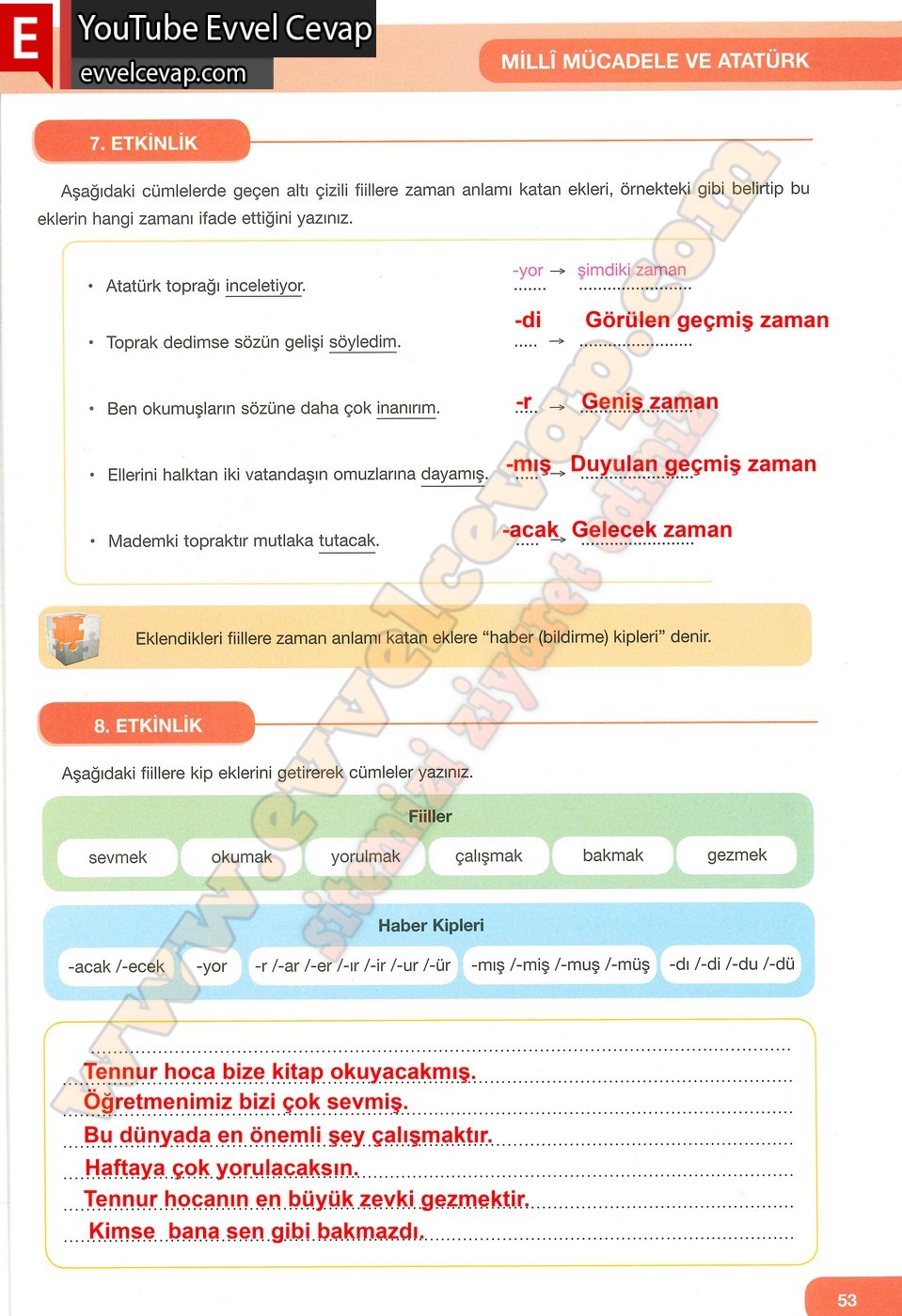 7. Sınıf Özgün Yayınları Türkçe Ders Kitabı Cevapları Sayfa 53