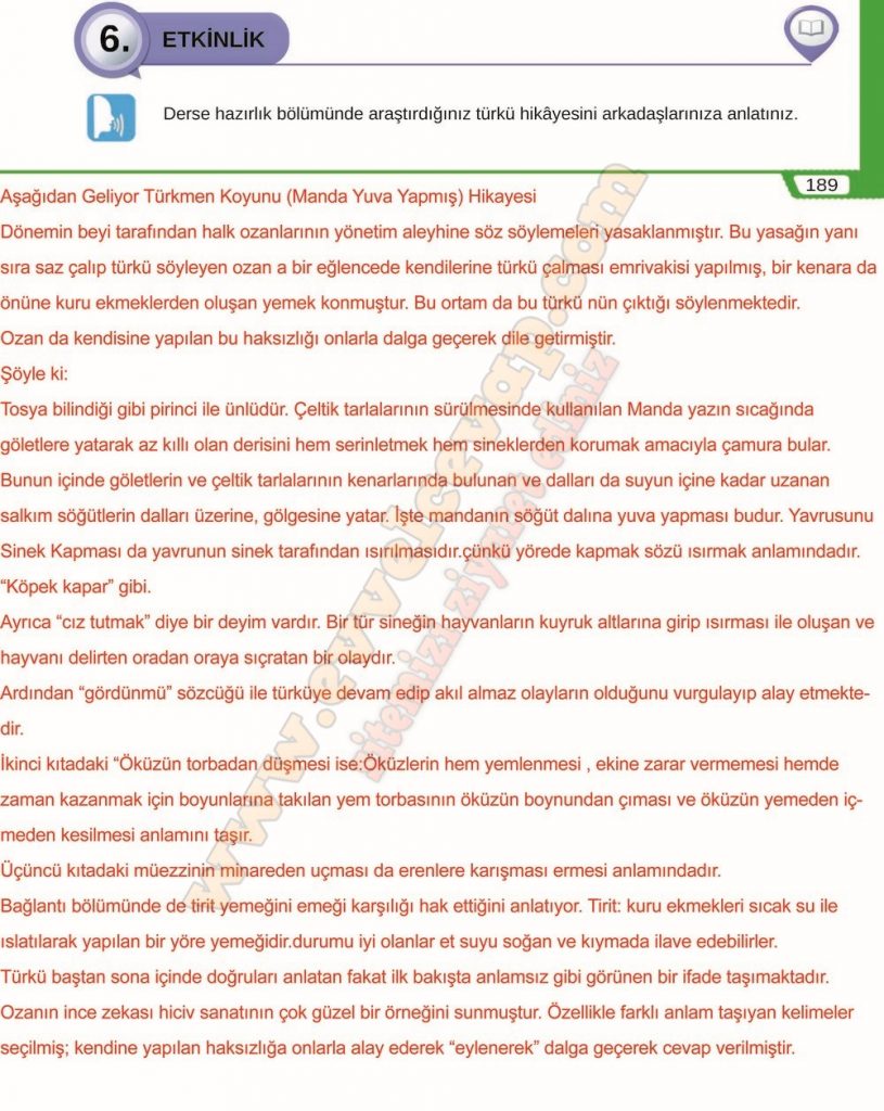 8. Sınıf Meb Yayınları Türkçe Ders Kitabı Cevapları Sayfa 186-187-188 ...