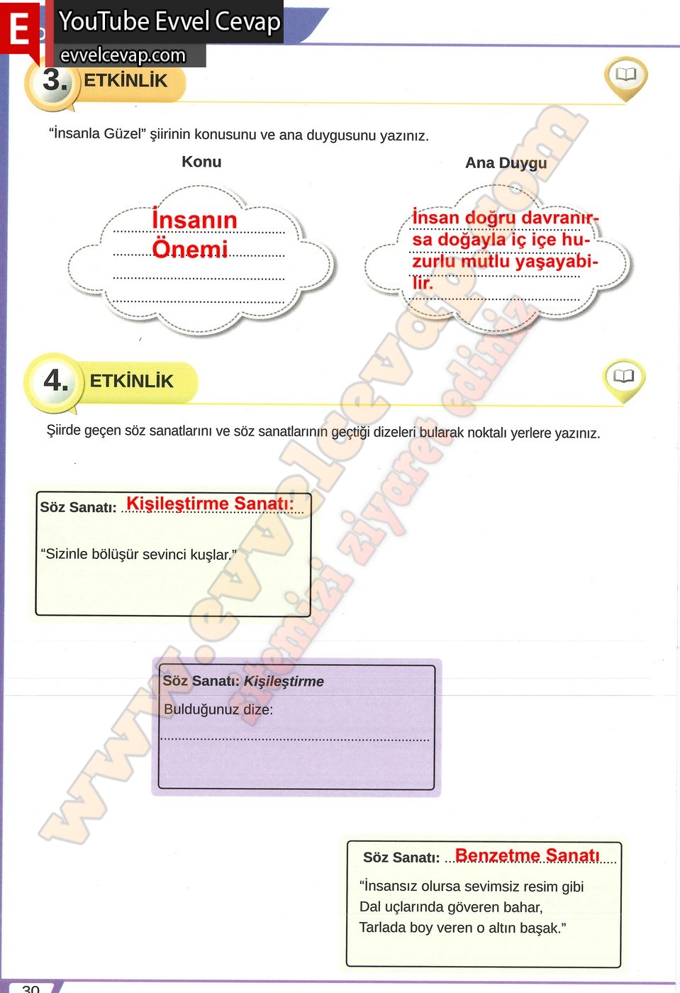 8. sınıf Meb Yayınları Türkçe Ders Kitabı Cevapları Sayfa 30