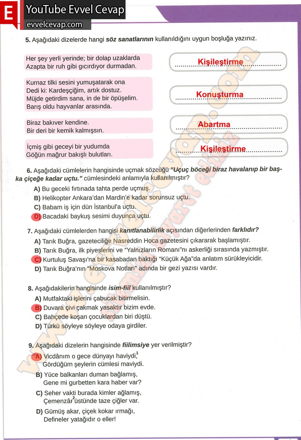 8. sınıf Meb Yayınları Türkçe Ders Kitabı Cevapları Sayfa 43