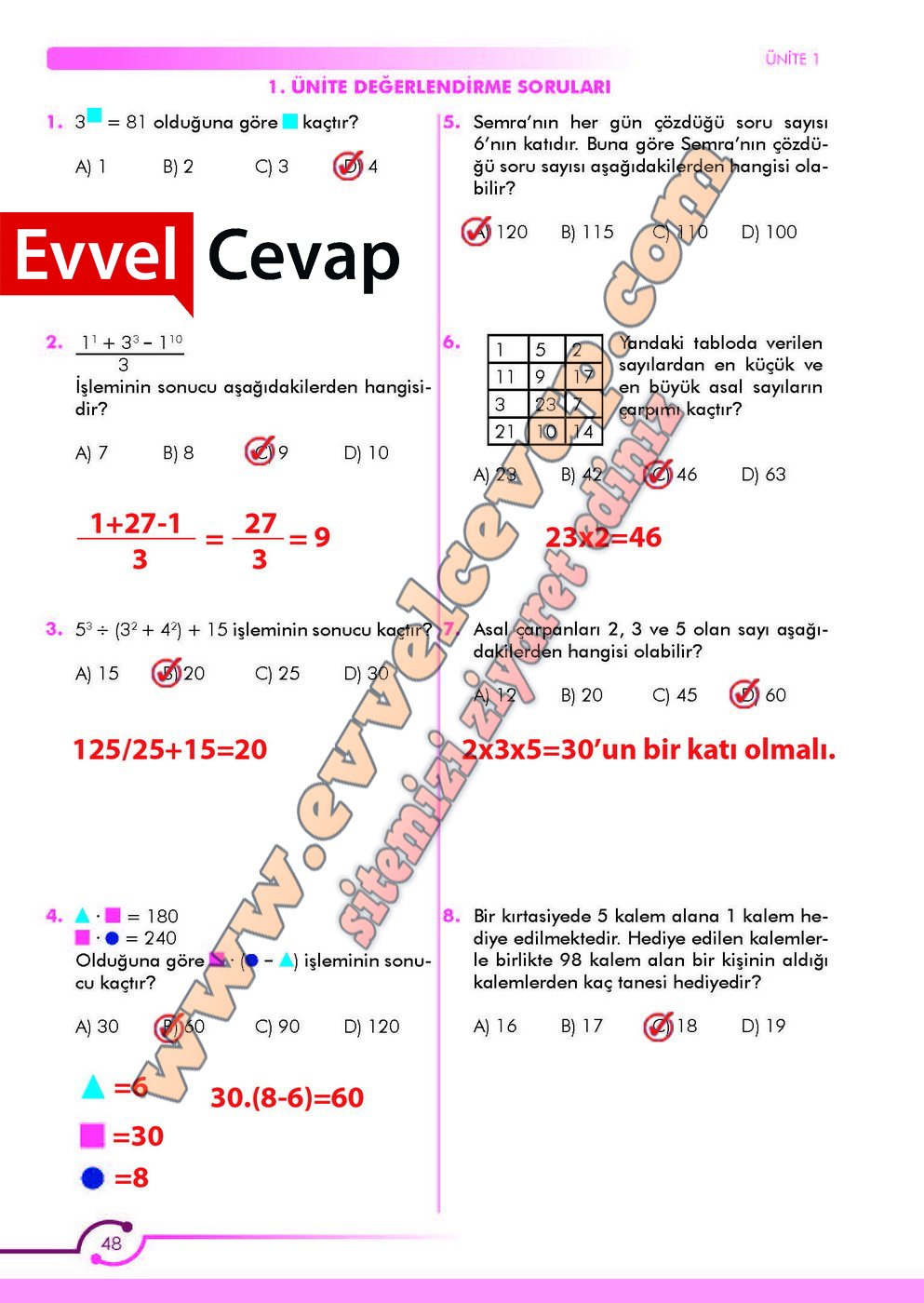 6 Sinif Matematik Ders Kitabi Meb Sayfa 48 49 52 Cevaplari